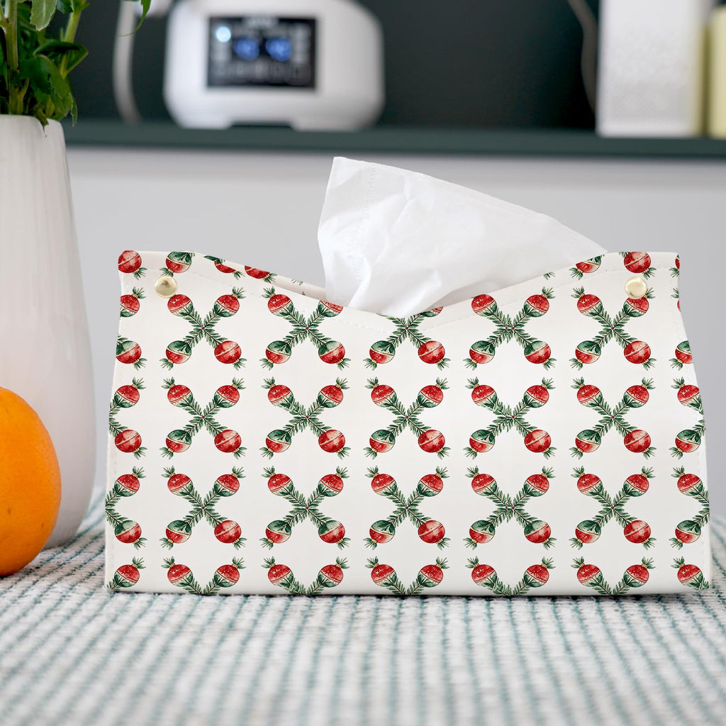 PaJiaNi Red Green Christmas Tissue Box Cover Rectangle for Holiday Decor