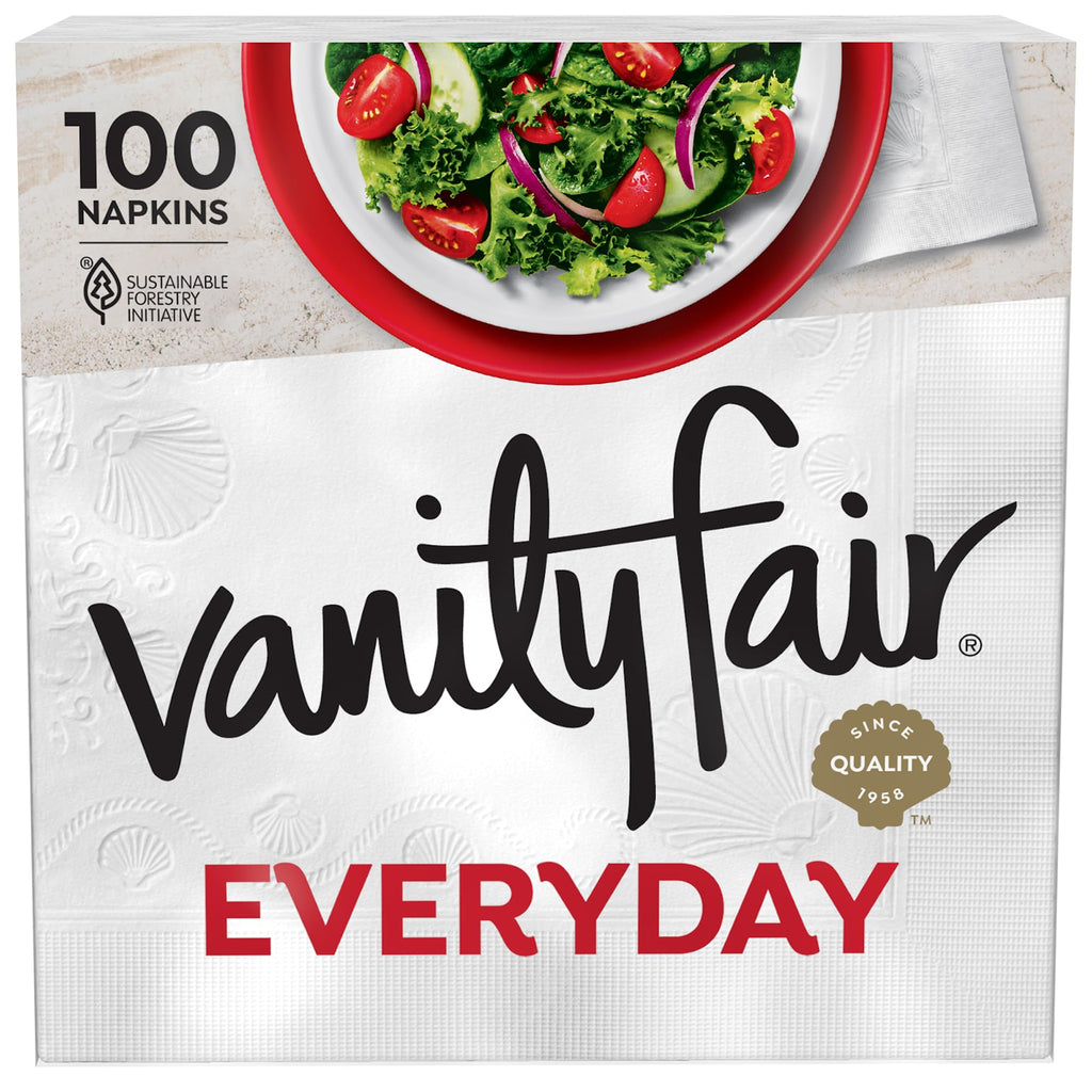 Vanity Fair Everyday Paper Napkins, 100 Count, Disposable