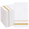 BESTVIP 200 Pack Disposable Paper Napkins, White & Gold Trim Dinner Napkins