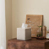 Sand Stone-Look Square Tissue Box Cover, Luxury Beige Cube Tissue Box Case