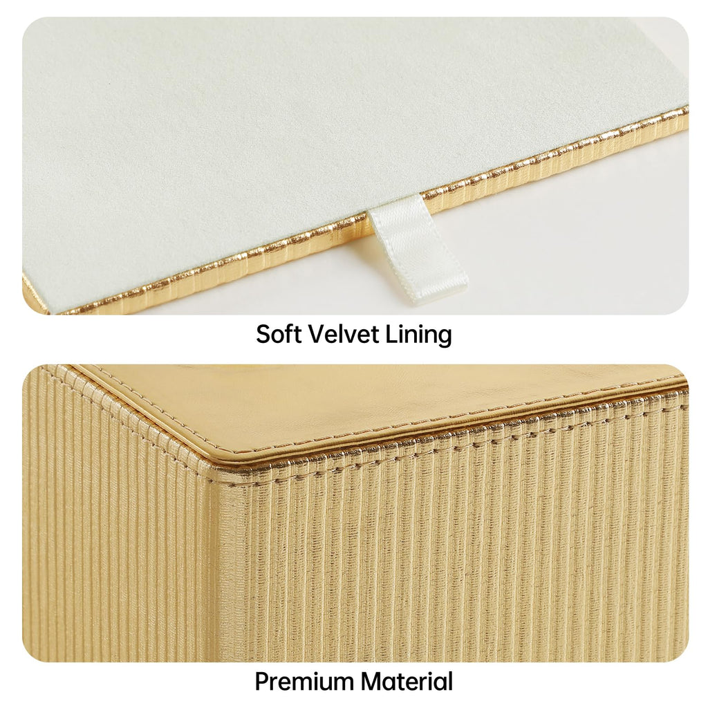 Cretkhp PU Leather Square Tissue Box Cover Tissue Box Holder Cube (Gold)