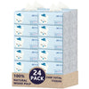Zhro 4-Ply Tissues, 24 Hypoallergenic Packs (5.6 x 3.6 x 2.7"[Not in Box]) - 2400 Sheets Bulk Supply, Desk/Car/Bag Friendly, Lint-Free & Durable