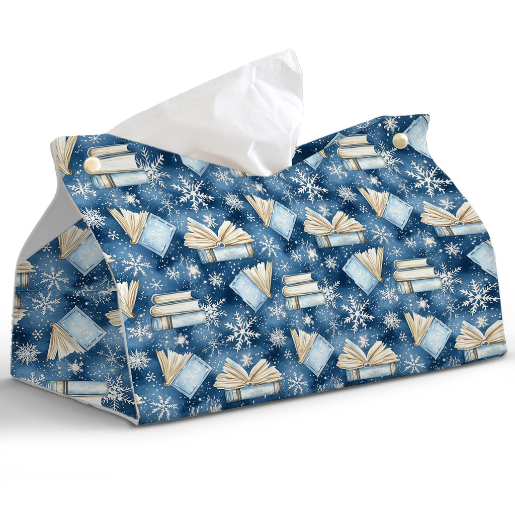 PaJiaNi Winter Snowflake Navy Tissue Box Cover Rectangle for Holiday Decor