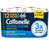 Cottonelle Ultra Clean Toilet Paper, 12 Family Mega Rolls=66 Regular Rolls