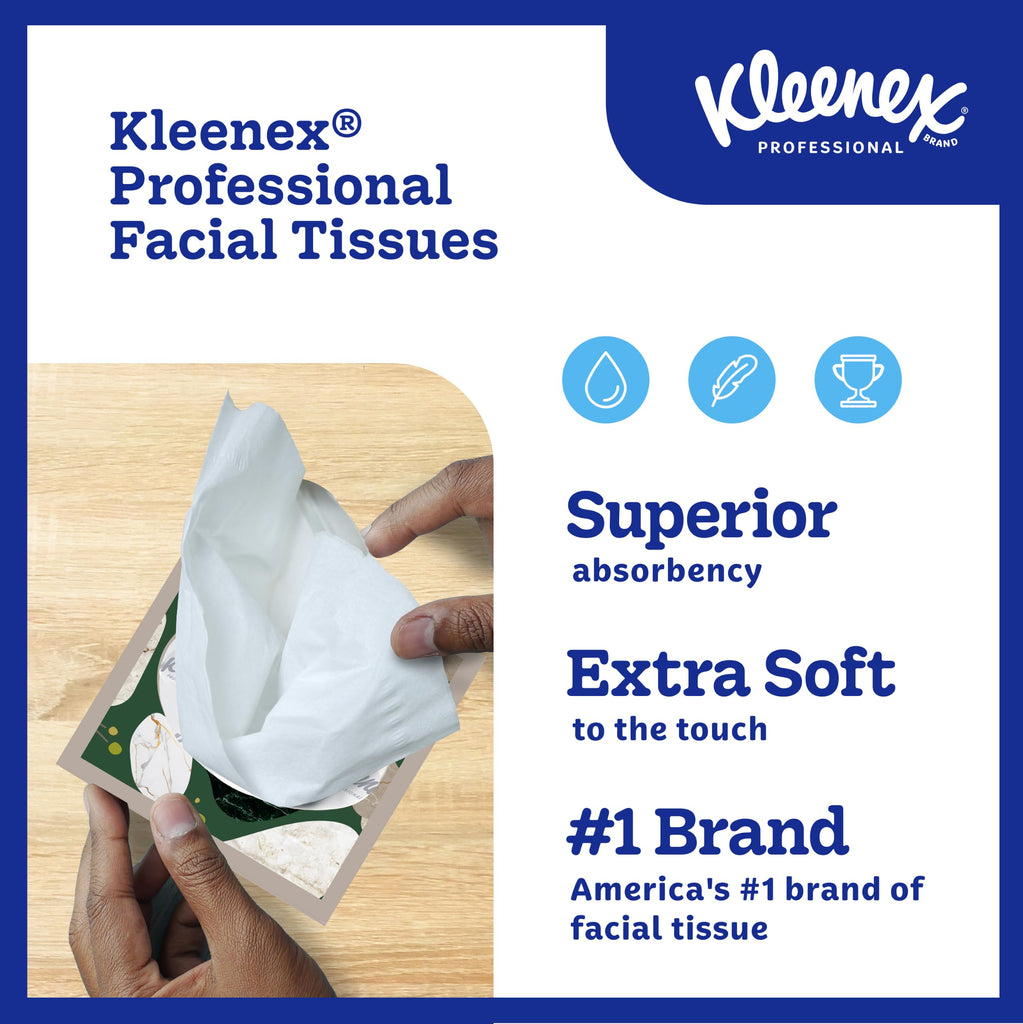 Kleenex Professional Naturals Facial Tissue, Bulk (21272), 2-Ply, White, Upright Cube Boxed Format, Designed for Business (90 Tissues/Box, 36 Boxes, 3,240 Sheets/Case)