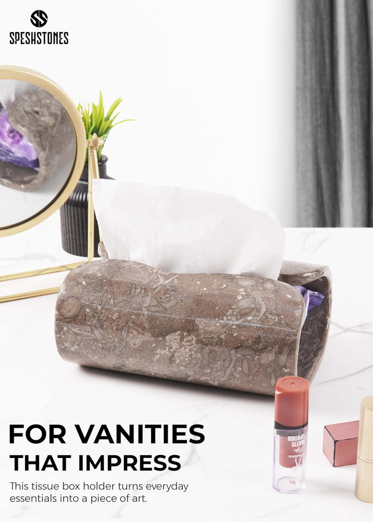 SPESHSTONES Marble Tissue Box Holder 7.5 Inch, Facial Tissue Box Holders