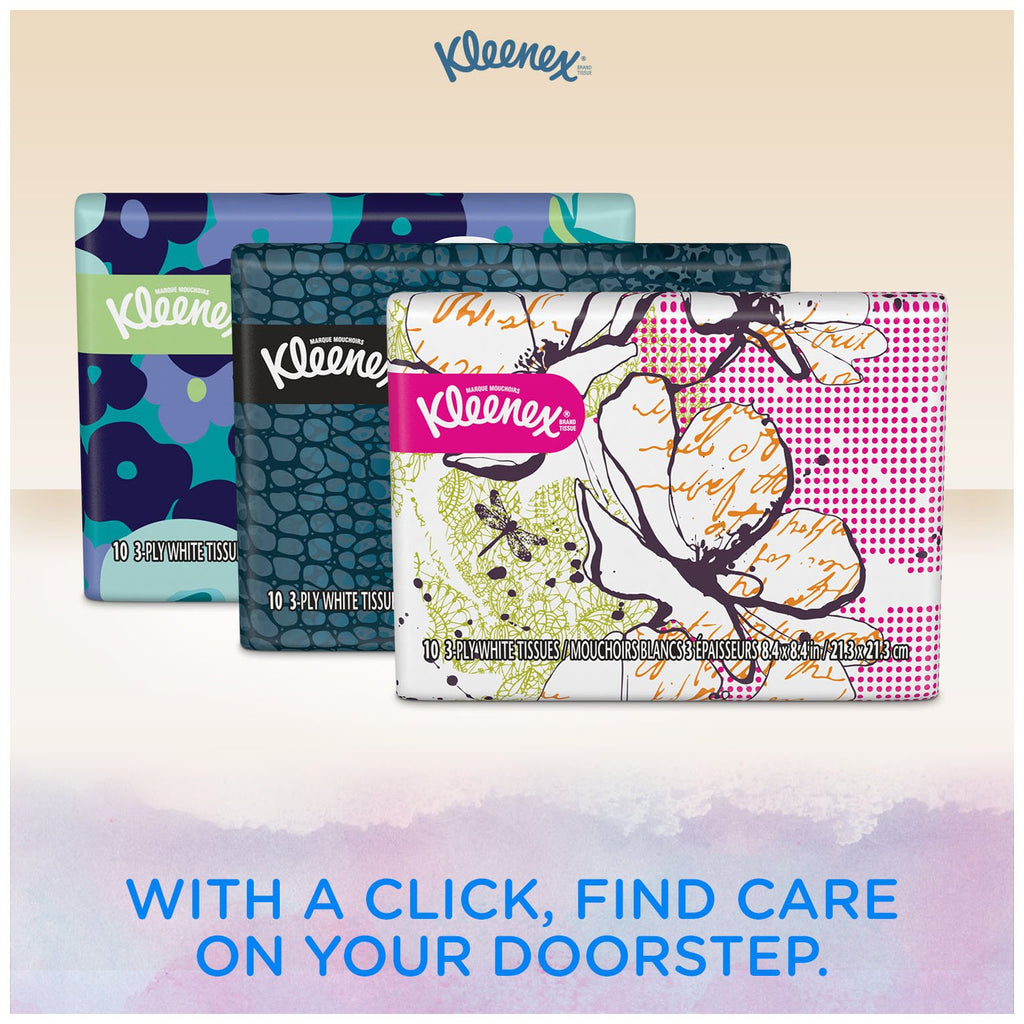 Kleenex Facial Tissues, On-The-Go Slim Pack, Travel Size, 10 Count (Pack of 3)