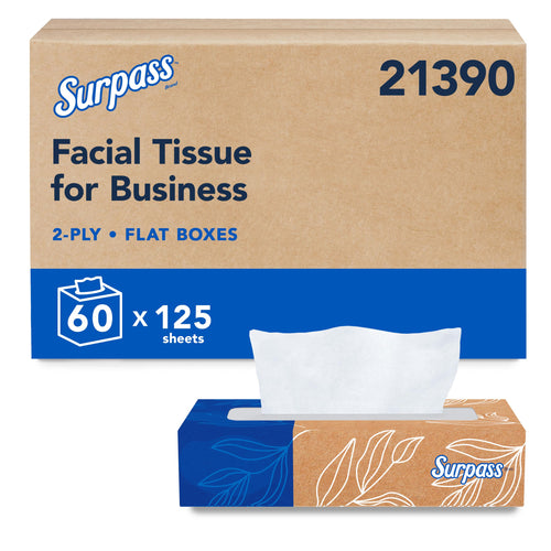 Surpass Facial Tissue, Bulk, 60 Boxes x 125 Tissues (21390)