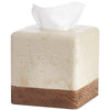 Natural Travertine Look Match Wooden Square Tissue Box Cover for Home Decor