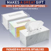 Acrylic Tissue Box Holder, Clear Dispenser for Facial Tissues, Napkins, and Dryer Sheets. Perfect for Bathrooms, Desks, Countertops, Vanities, Bedrooms, and Nightstands (Rectangle, Marble) (Pack of 2)