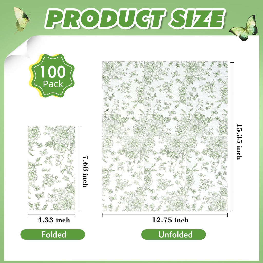 Mwellewm 100 Disposable Hand Towels for Bathroom,Green Guest Paper Napkins