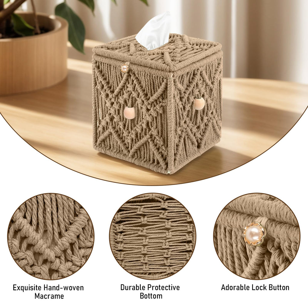 KaloKalo Tissue Box Cover Decorative Square Paper Holder for Bathroom