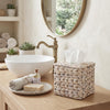 Water Hyacinth Handwoven Tissue Box Cover, Natural Handmade Wicker Napkin Box Holder, Handcrafted Square Facial Tissue, Rustic Decorative on Table and Bathroom, Office, Boho Decorative, Whitewash