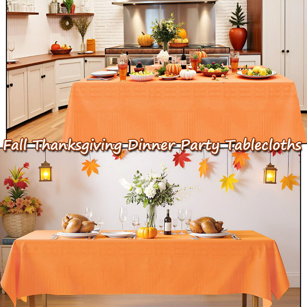 TheoZemica Orange Paper Tablecloths for Rectangle Tables 6 Pcs, 54"×108", Waterproof Paper Table Cloth with Plastic Backing, Disposable 3-Ply Paper & Plastic Table Cover for Party Fall Thanksgiving