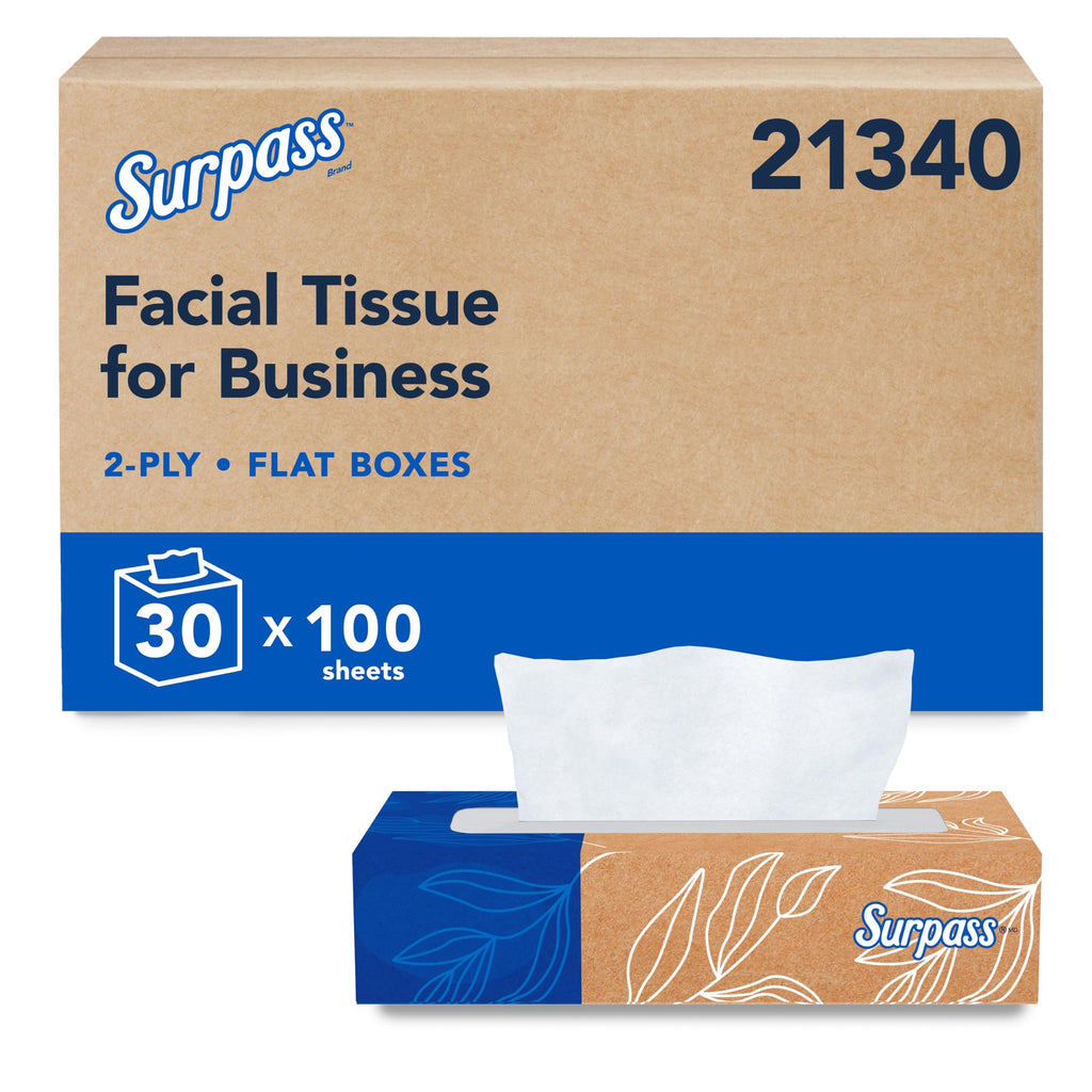Surpass® 2-Ply Facial Tissue, Unscented, 100 Tissues Per Box, Case of 30 Boxes