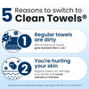 Clean Skin Club Clean Towels XL®, 100% USDA Biobased Face Towel, Disposable Face Towelette, Eczema Association Accepted, Makeup Remover Dry Wipes, Ultra Soft, 1 Pack, 50 Ct