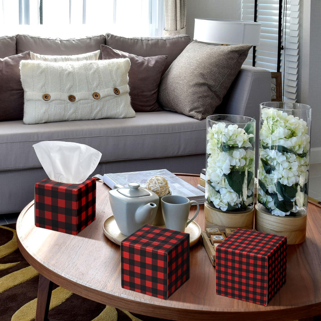 Fourluoo Tissues, Red, Black, Buffalo Plaid