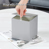 JLAMBOM PU Leather Tissue Box Cover Square Tissue Box Holder (Silver)