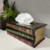 Retro Wooden Antique Book Tissue Box Cover Rectangular Home Library Decor