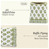 CPC 100% Cotton Ruffle Block Print Tissue Box Cover, Emerald Green