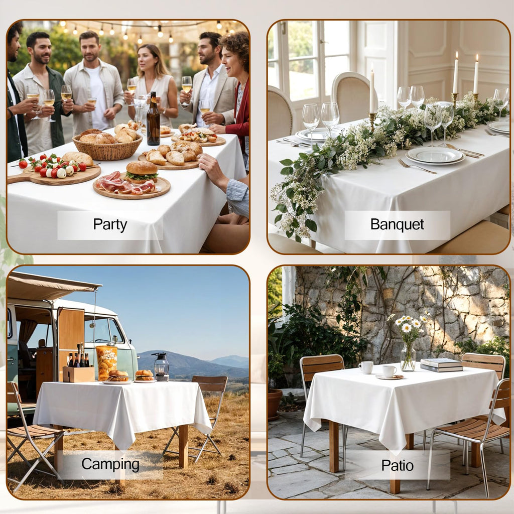 KongTiva 15 Pack White Paper Tablecloths for Rectangle Tables 55 x 108 Inch