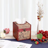 Sumnacon Wood Tissue Box Cover Square, Vintage Retro Tissue Holder, Red