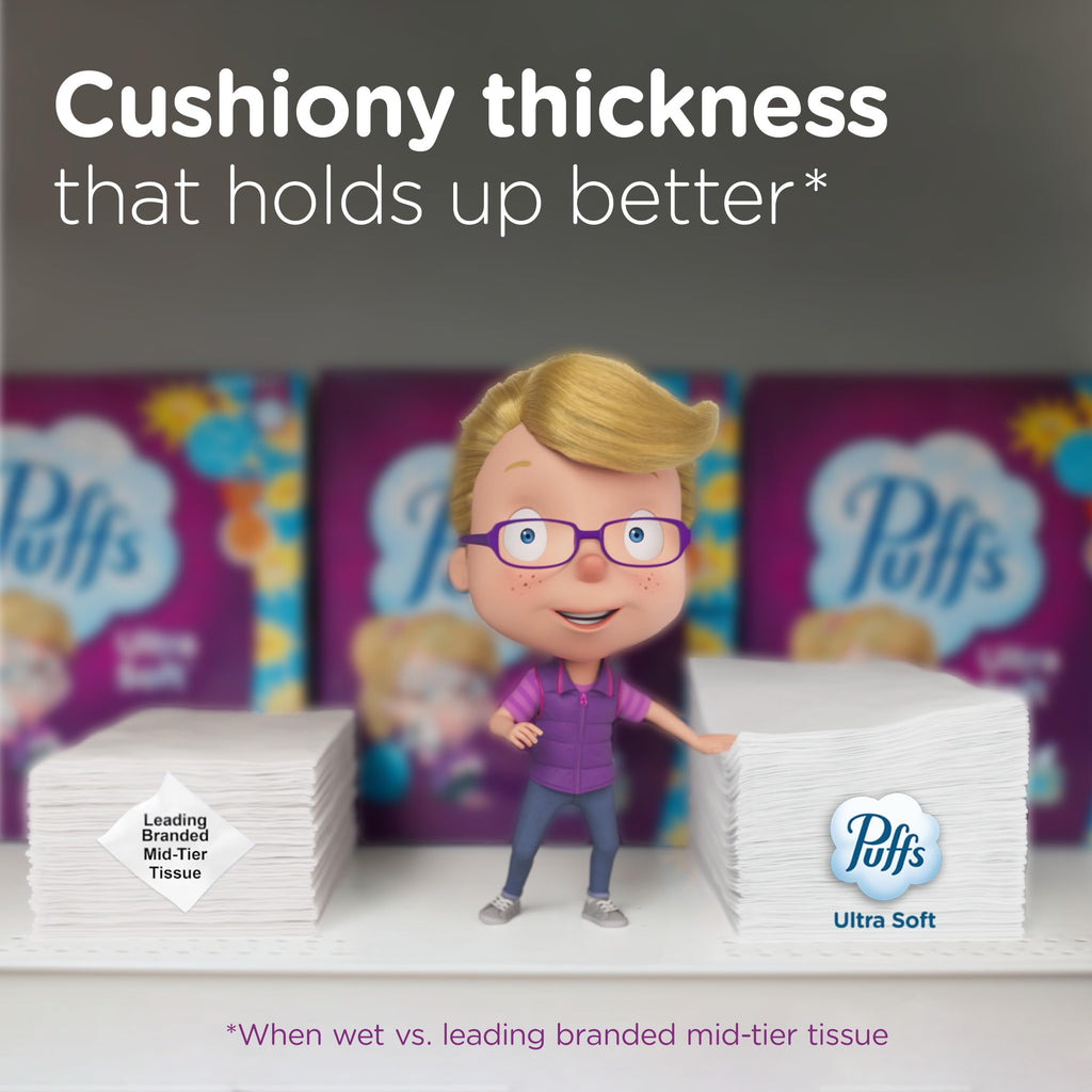 Puffs Ultra Soft Facial Tissuess, Mega Cube, 72 Facial Tissues Per Box, 6 Count