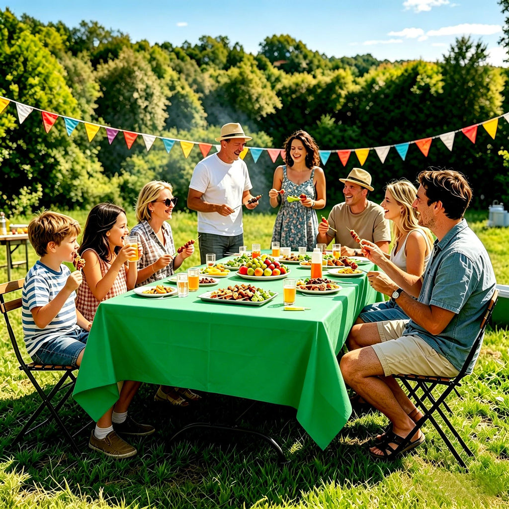 CXSAZRY 2Pcs Green Plastic Table Cloth, 54 x 108 Inch Rectangle Disposable Tablecloth for Birthday, Wedding, Picnic, Holiday Party