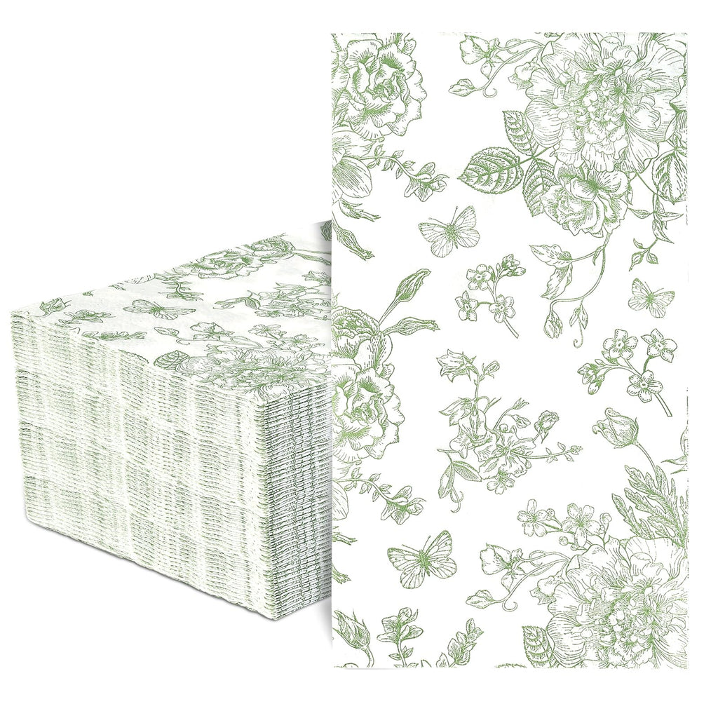 Mwellewm 100 Disposable Hand Towels for Bathroom,Green Guest Paper Napkins