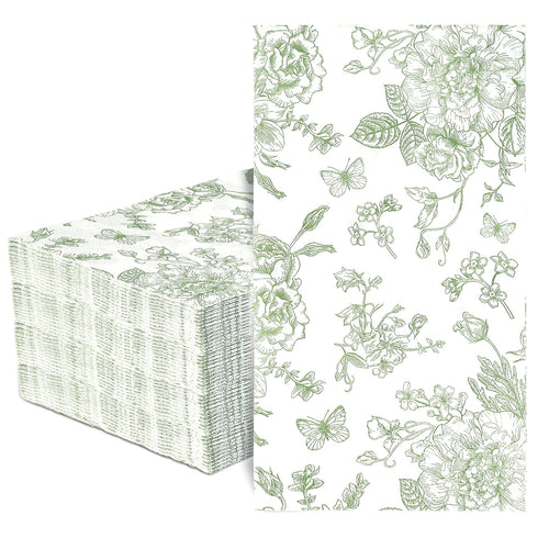 Mwellewm 100 Disposable Hand Towels for Bathroom,Green Guest Paper Napkins
