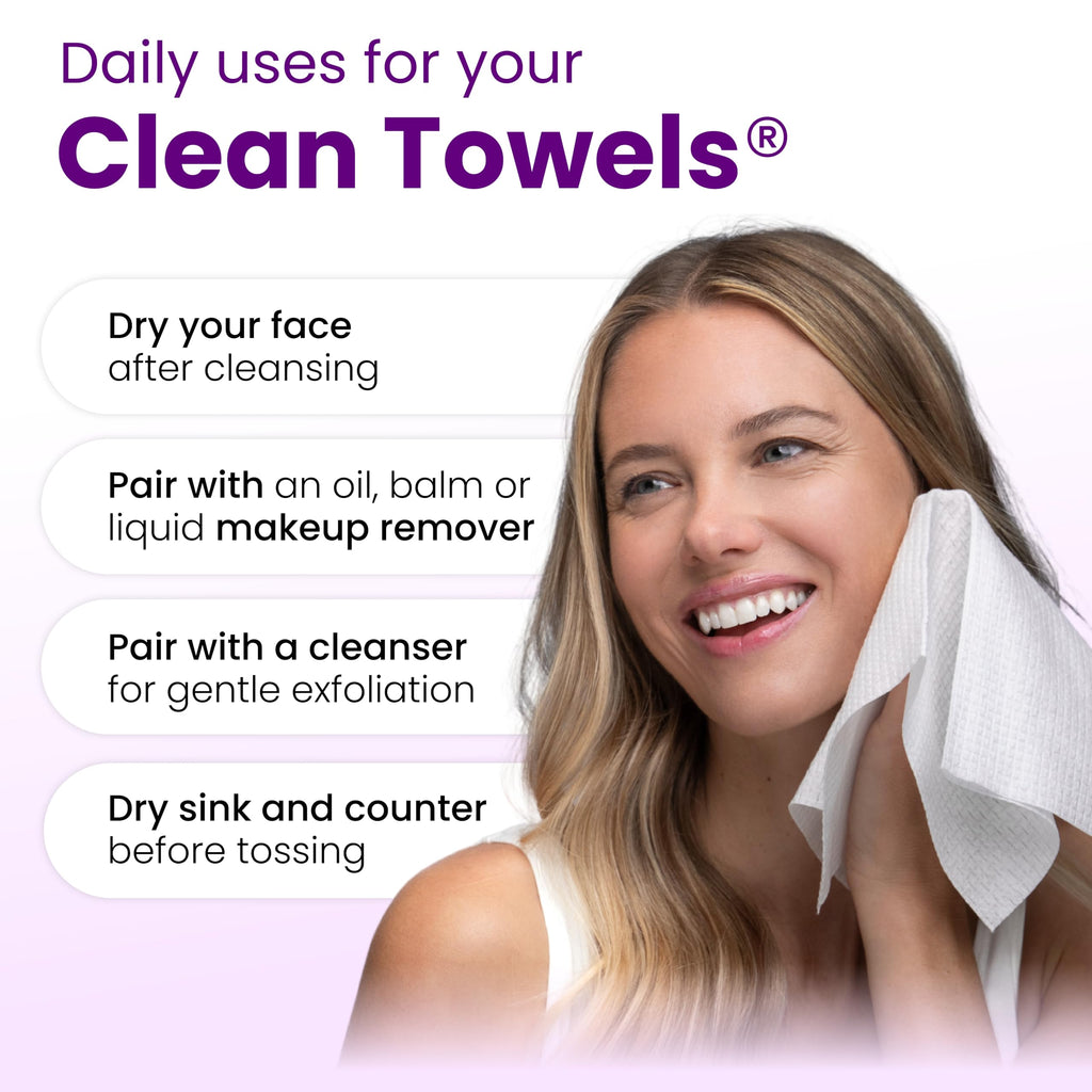 Clean Skin Club Healthy Aging Clean Towels® XL, Smooths, Treated for Extra Softness, Disposable Face Towels, Anti Aging Makeup Remover Dry Wipe, 4 Packs, 200 Ct Total