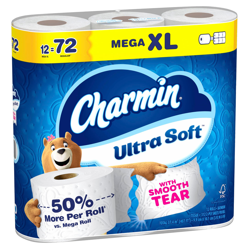 Charmin Ultra Soft Toilet Paper, 12 Mega XL Rolls = 72 Regular Rolls