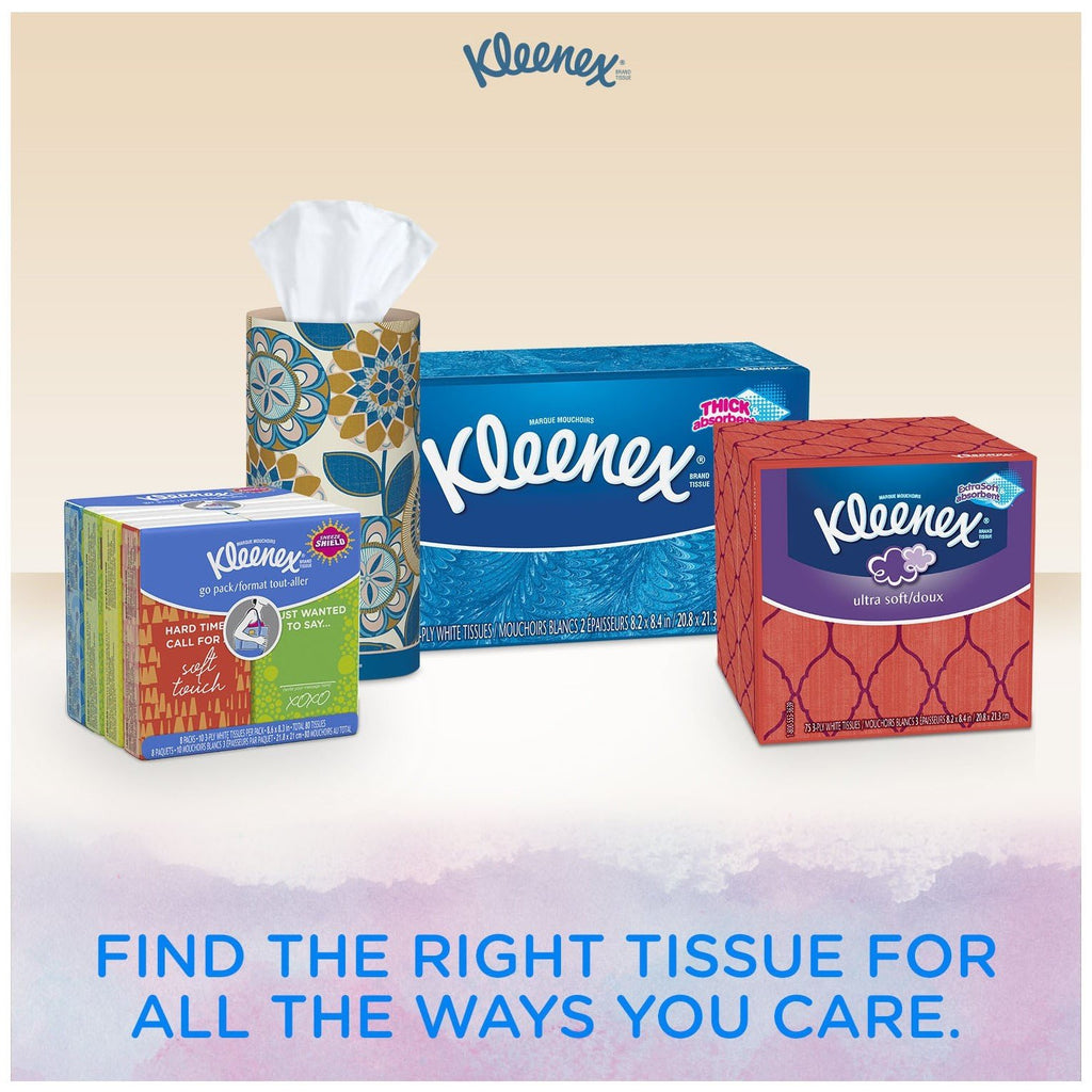Kleenex Ultra Soft Facial Tissues, Medium Count Flat, 170 ct, 6 Pack. Designs May Vary