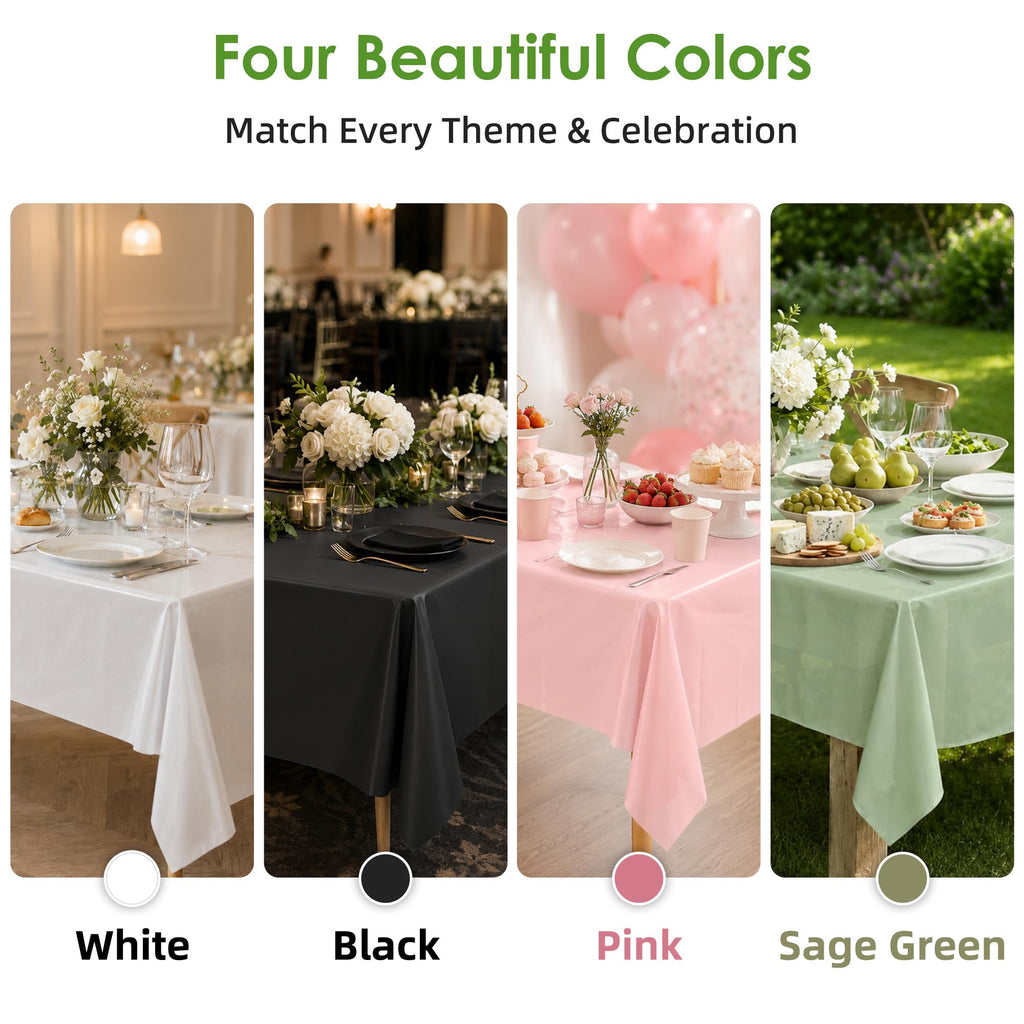 FEHHTO 3 Pack 54 x 108 Inch Compostable Disposable Tablecloth Outdoor
