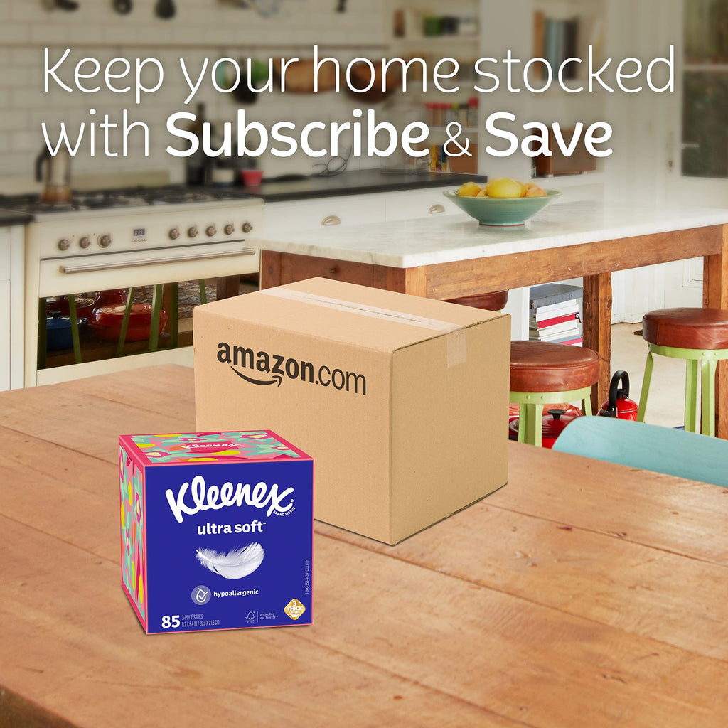 Kleenex Ultra Soft Facial Tissues, 4 Cube Boxes, 60 Tissues per Box