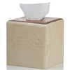 Natural Travertine & Wood Textures Tissue Box Cover Square for Home Decor,Resin Heavy Tissue Box Holder for Bathroom Countertop,Tabletop,Bedside Table,Office (Handmade of Resin)