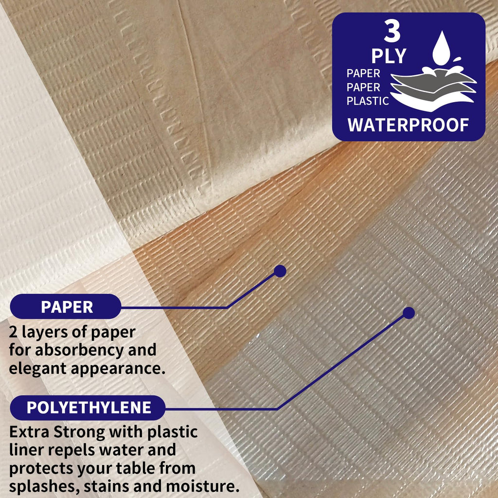 [6 Pack] Kraft Paper Tablecloth Disposable for Rectangle Tables, 54" X 108" Party Table Cover with Plastic Backing, Waterproof 3 Ply Table Cloth for Indoor Outdoor Picnic Labor Thanksgiving Christmas