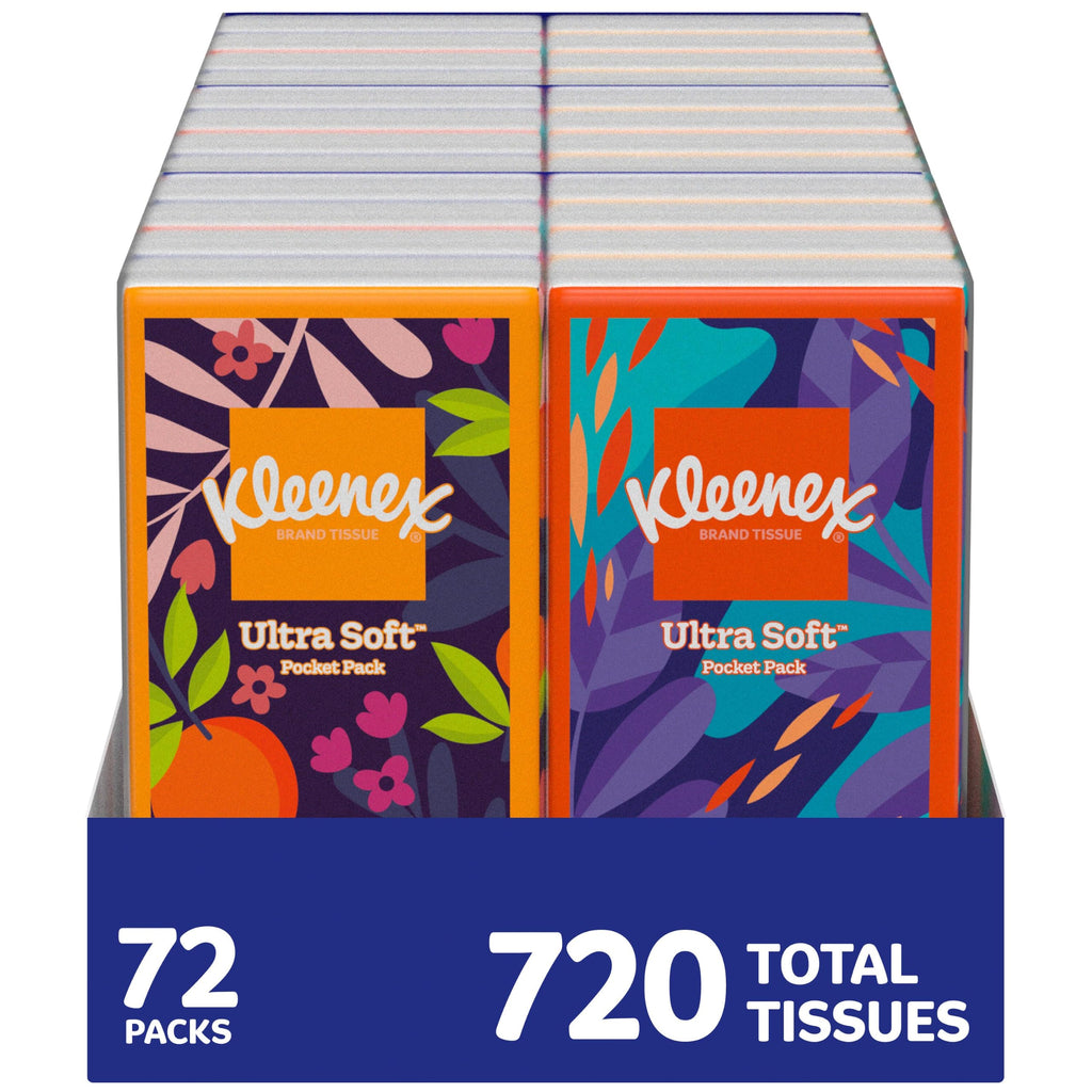 Kleenex On-The-Go Facial Tissues, 72 Travel Packs, 10 Tissues per Pack