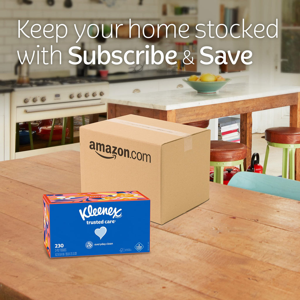 Kleenex Trusted Care Facial Tissues, 4 Flat Boxes, 160 Tissues per Box, 2-Ply (640 Total Tissues)