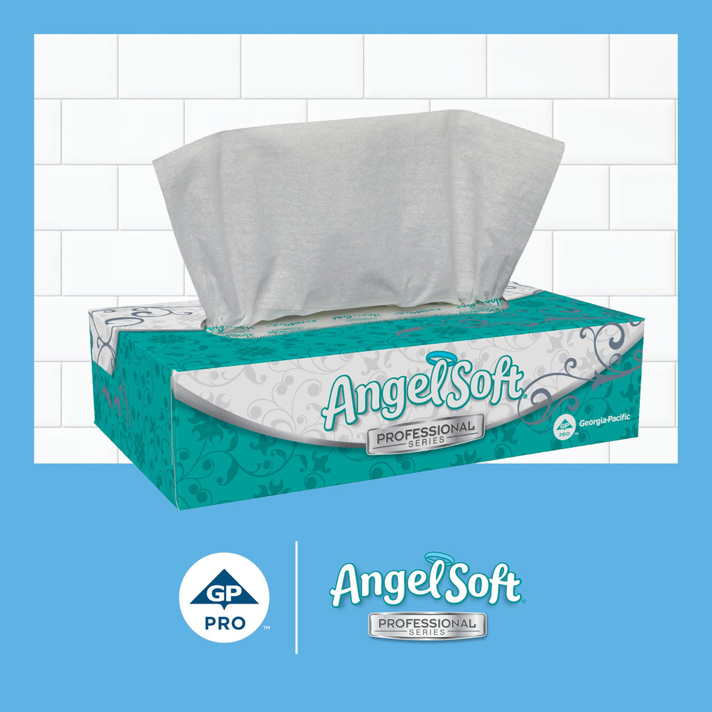 Georgia-Pacific Angel Soft Professional Series 2-Ply Facial Tissue (48580), 100 Sheets Per Box, 30 Tissue Flat Boxes Per Bulk Case