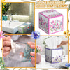 Fourluoo 12 Pcs Wildflower Floral Facial Tissues Cube Boxes 600 Sheet 3 Ply