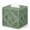Mkono Tissue Box Cover Square, Boho Macrame Decor Open-Bottom Holder, Green