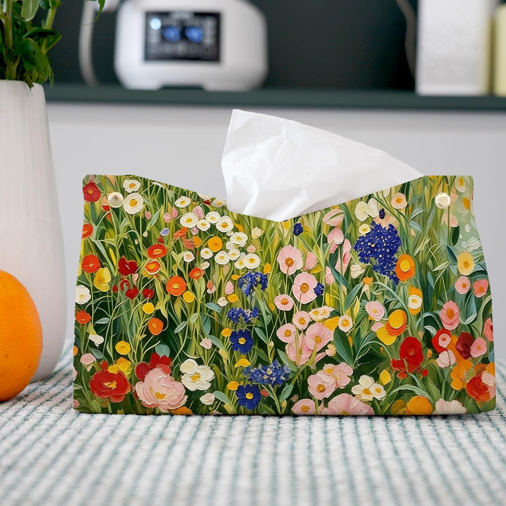 PaJiaNi Green Wildflower Tissue Box Cover Rectangle for Office Desk Decor