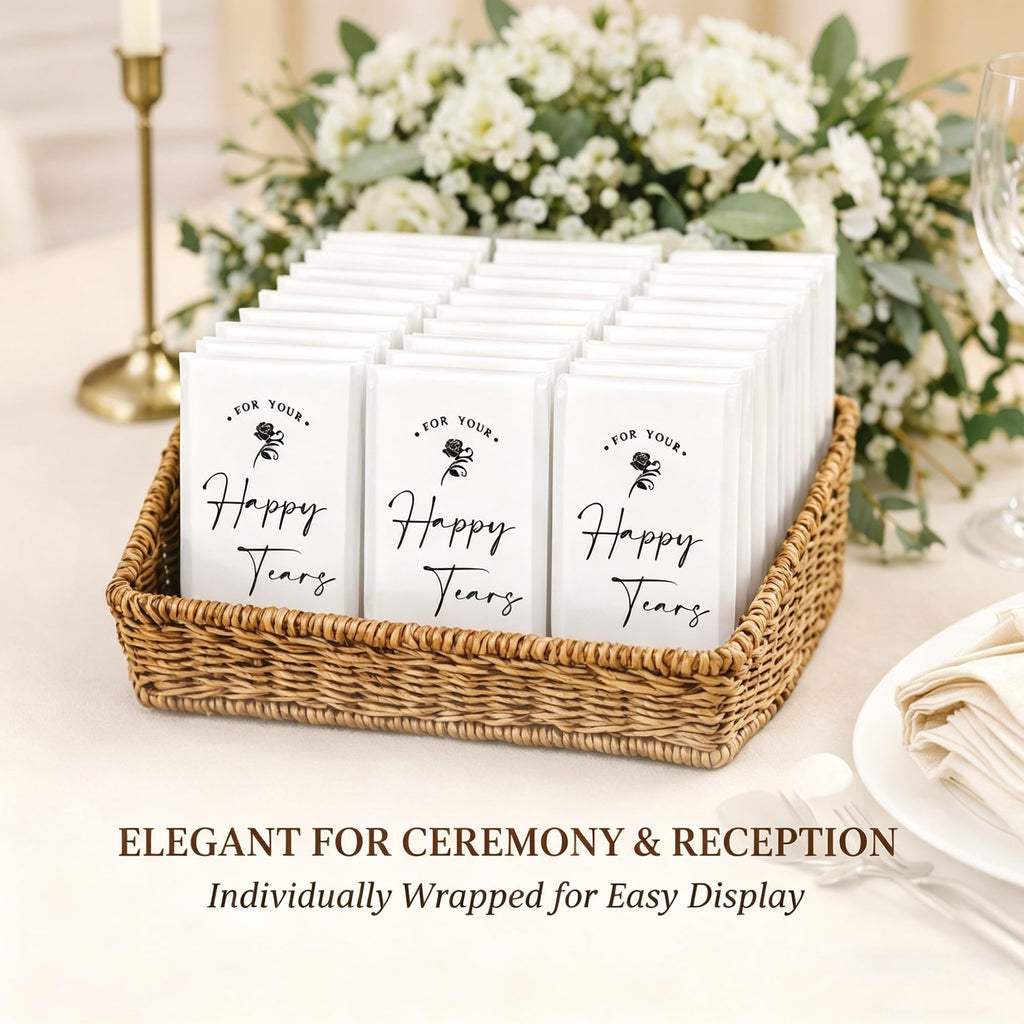 48 Pack For Your Happy Tears Wedding Tissues, Individually Wrapped