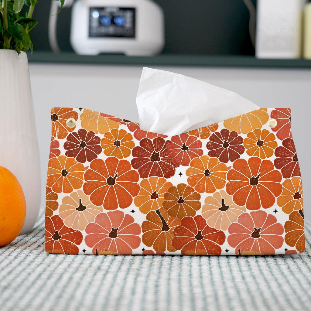 PaJiaNi Orange Pumpkin Tissue Box Cover Rectangle for Fall Office Decor