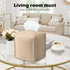 Tissue Box Cover, Tclouda, Modern PU Leather Square Tissue Box Holder for Creative Decorative, Ideal for Bathrooms/Office/Car/Nightstand/Outdoor Tent/Dining Table, 5"X5"X5", Single Beige