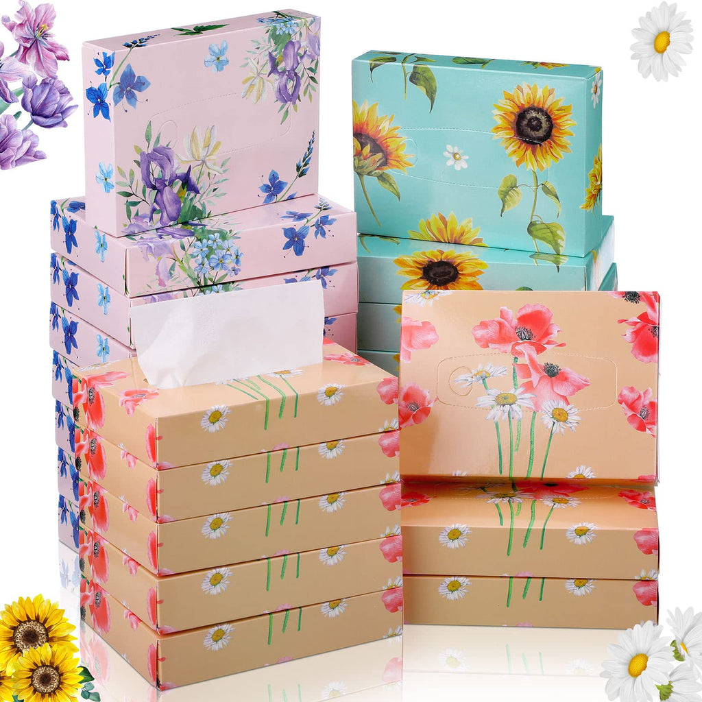 Taobary 24 Packs Flower Small Tissue Cube Box for Car 2 Ply 960 Sheets