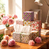 Fourluoo 12 Pack Flower Facial Tissues Cube Face Boxes 600 Sheets 3 Ply