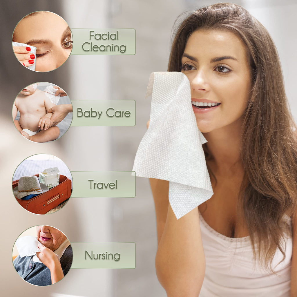 WOWOTEX Disposable Face Towels, Ultra Soft Thick Clean Facial Towels 4 Box