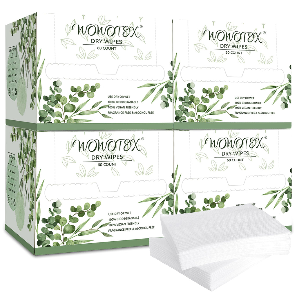 WOWOTEX Disposable Face Towels, Ultra Soft Thick Clean Facial Towels 4 Box